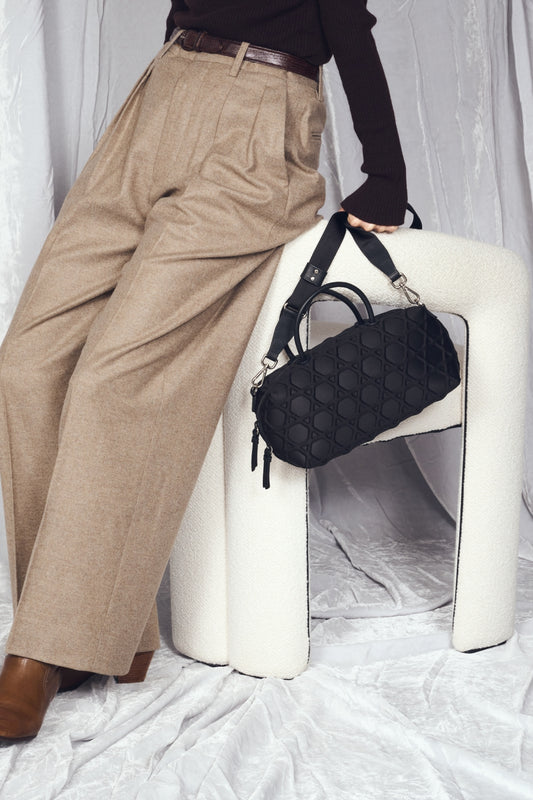 KAGOME LARGE PATTERN EMBOSS BONDING MINI BOSTON【031738】