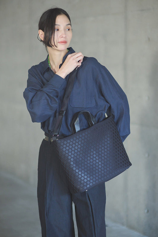 TOTE BAG  KAGOME PATTERN EMBOSS BONDING SLIM 【031691】