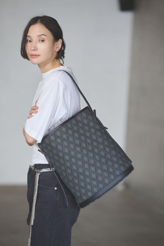 BUCKET  BAG  CROSS PATTERN JACQUARD 【031761】