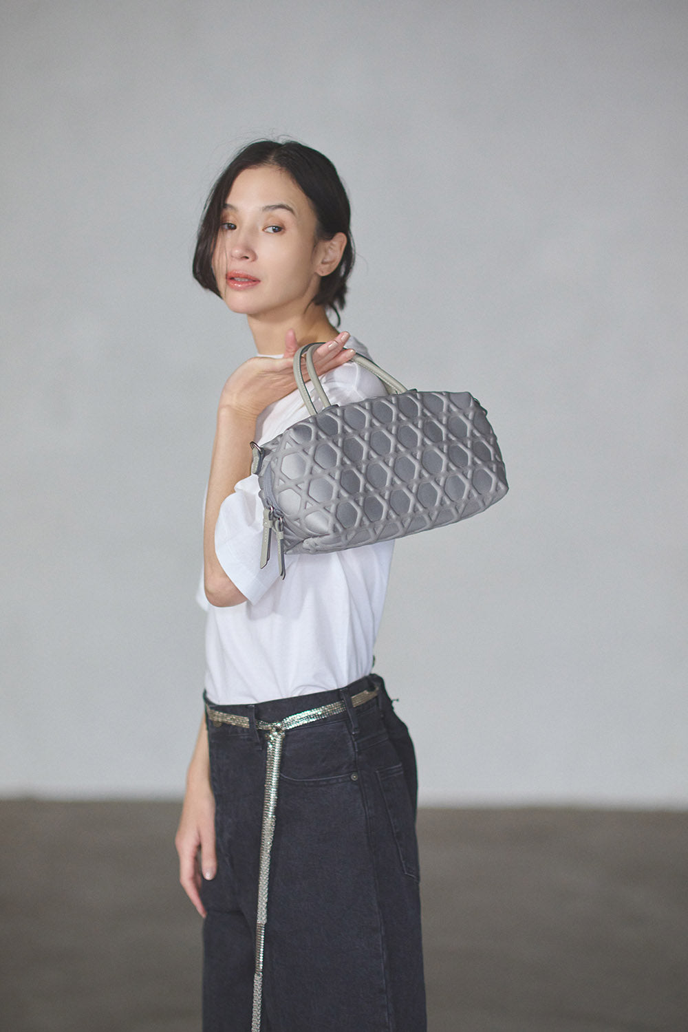 BOSTON BAG KAGOME LARGE PATTERN BONDING MINI【031738】 – LAQUOH