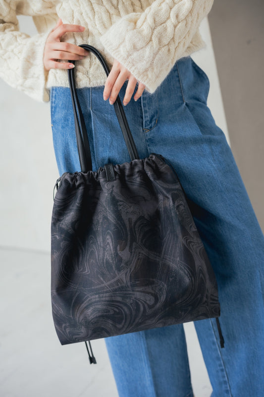 DRAWSTRING TOTE BAG MARBLE SUMINAGASHI (L)【031860】